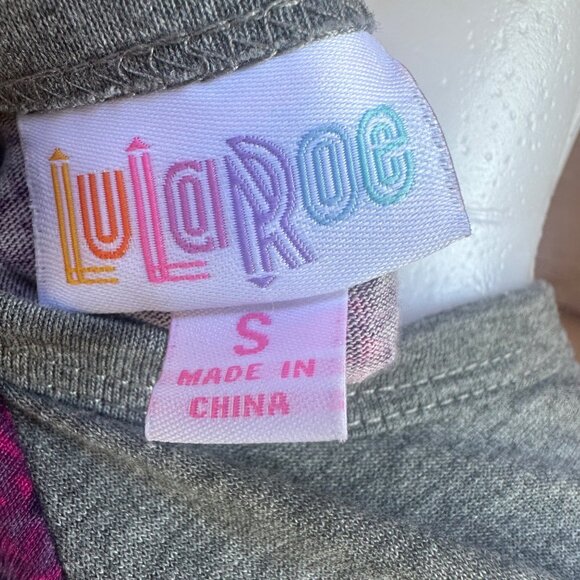 LuLaRoe Womens Raglan Sleeve Top S Purple & Gray Floral Print Stretchy Blend - Picture 2 of 9